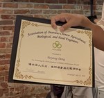 Congratulations to Boyang Deng for receiving the 2026 Graduate Scholarly Achievement Award from the Association of Overseas Chinese Agricultural, Biological, and Food Engineers (AOCABFE) at the 2026 ASABE Annual Meeting! 👋👋